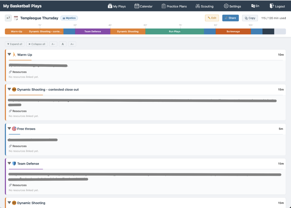 Mobile Practice Sharing View